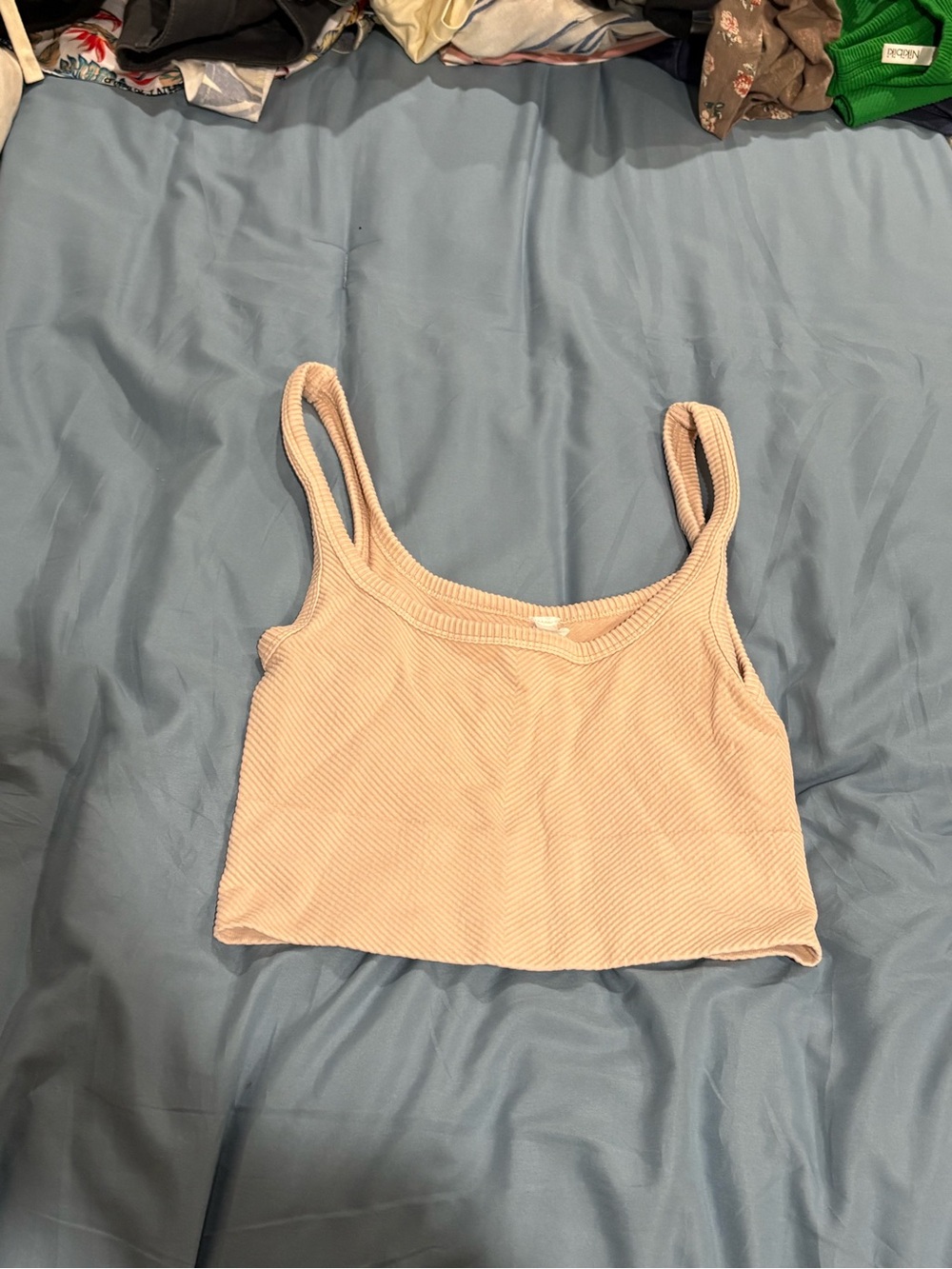 Nikibiki Ribbed Cropped Tank - Pale Peach
